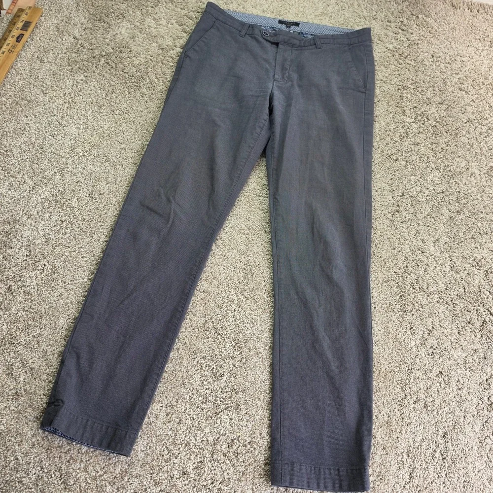 Ted Baker Holloden Chino Pants Mens 32R Grey Slim Fit Textured Casual Outdoor